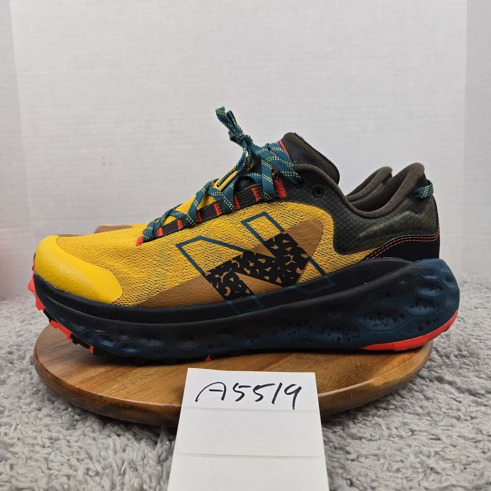 New Balance Mens 14D Fresh Foam X More Trail v2 Harvest Gold Mountain Teal Shoe